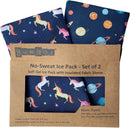 Yumbox Soft Gel Ice Packs with Insulated Fabric Sleeves –Space & unicorns- 2 Pack