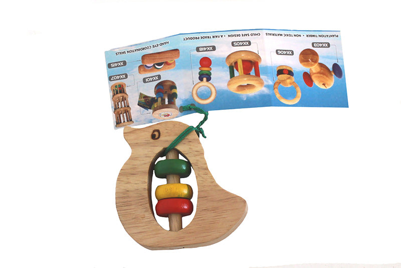 QToys Wooden Bird Rattle - Natural
