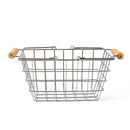 MamaMemo Metal Shopping Basket with Wooden Handle