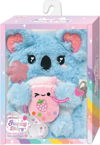 Hot Focus | Fuzzy Diary Koala Diary Book With Lock Set