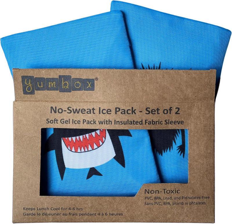 Yumbox Soft Gel Ice Packs with Insulated Fabric Sleeves –Monster & Shark- 2 Pack