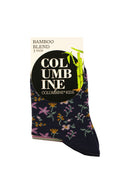 Columbine | Bamboo Cotton Socks-Floral Navy/Cream