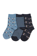Columbine | Bamboo Cotton Socks-Daisy Floral Sky Blue