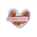 Pink Poppy Glitter Shaker Heart Hair Clip SALE