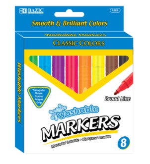 Bazic | Washable Markers Broad Line Jumbo Triangle 8 Colour