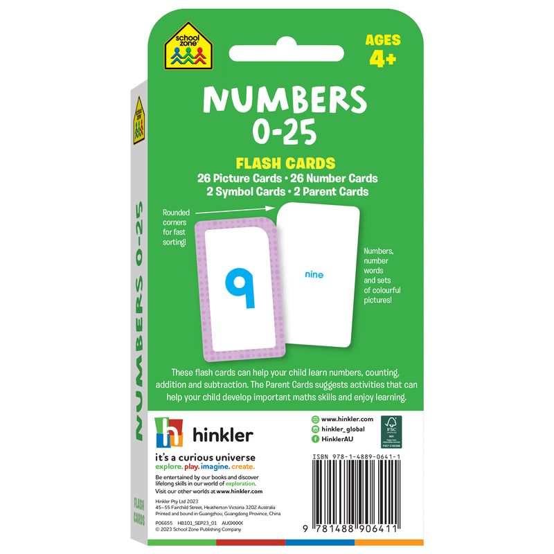 Hinkler | School Zone Numbers 0-25 Flash Cards