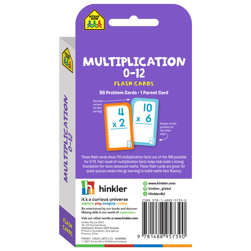 School Zone Multiplication 0-12 Flash Cards RRP $9.99