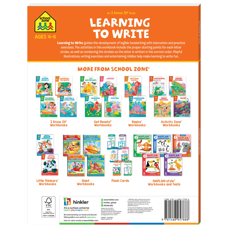 Hinkler | School Zone I Know It! Learning to Write