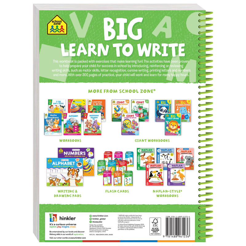 School Zone Big Spiro Workbook Writing