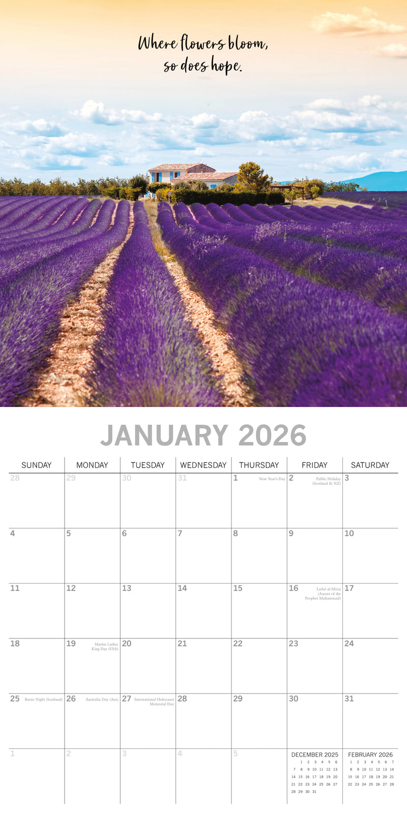 2026 Square Calendar Tranquility