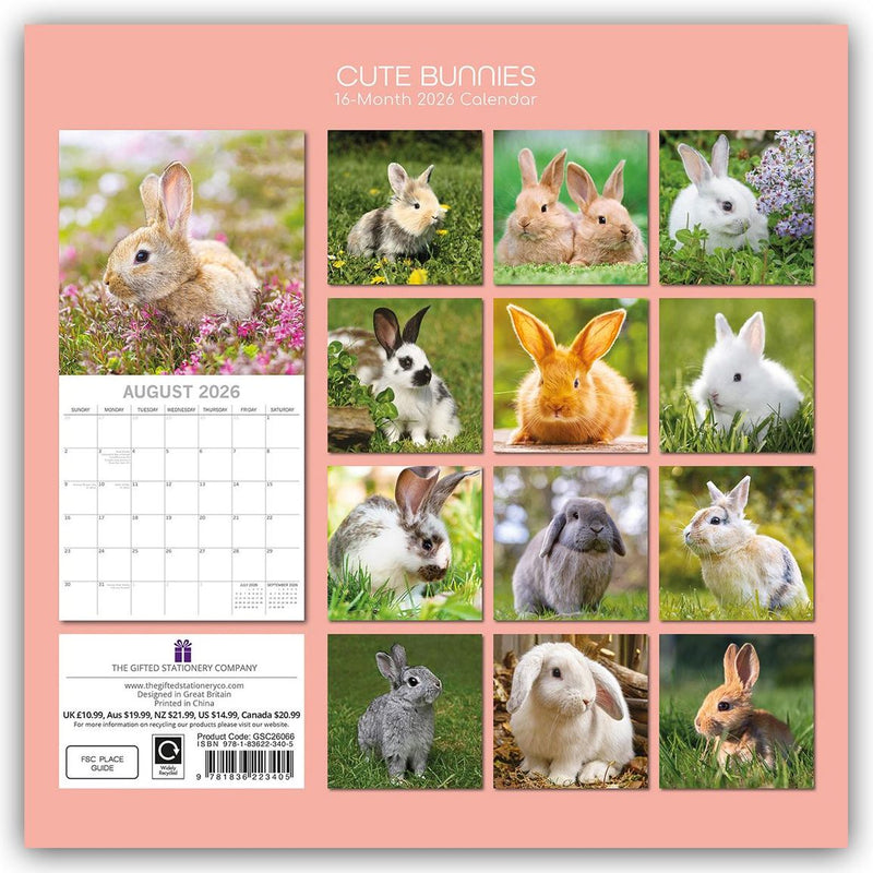 Cute Bunnies Square Calendar 2026