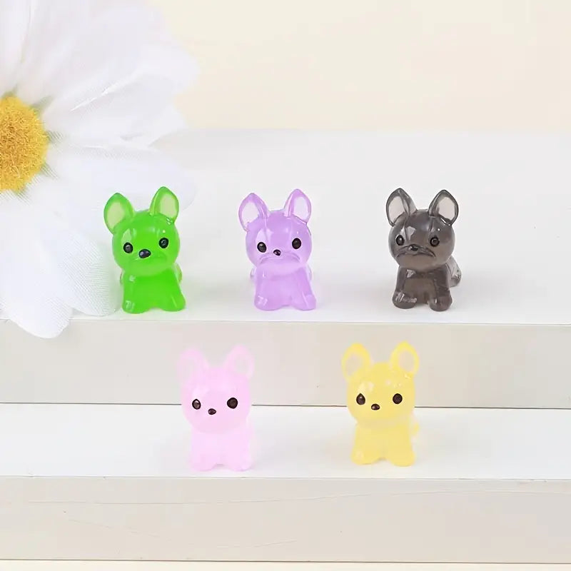 Cute Mini  Luminous Resin Bulldog