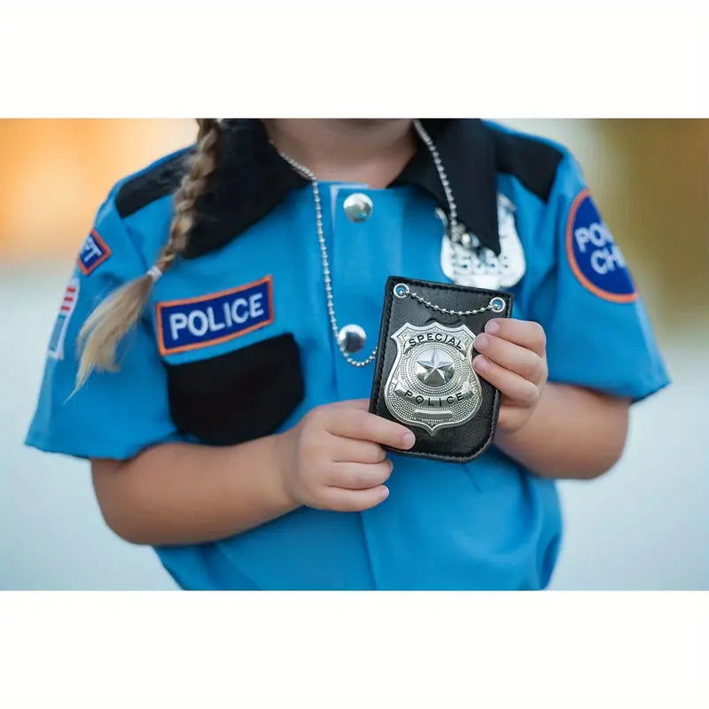 Authentic Police Badge with Chain and Belt Clip