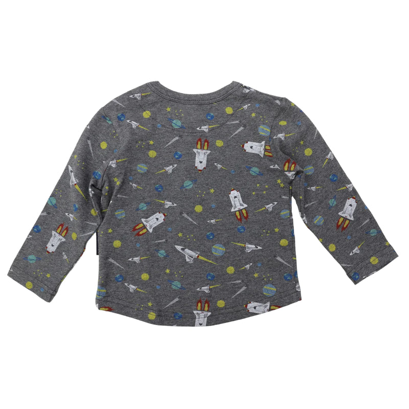 KORANGO | SPACE PRINT LONG SLEEVE TOP CHARCOAL