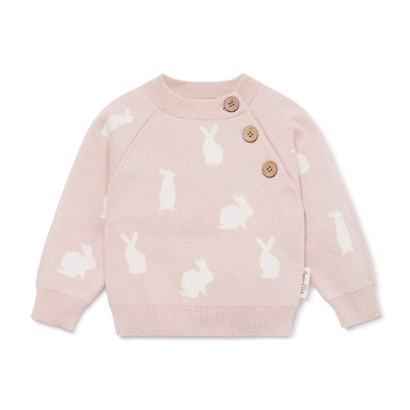 Aster & Oak | Mauve Bunny Knit Jumper RRP $84.99