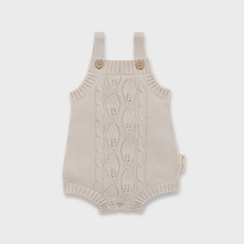 Aster & Oak Oatmeal Cable Knit Romper