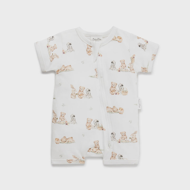 Aster & Oak | Teddy Picnic Zip Romper