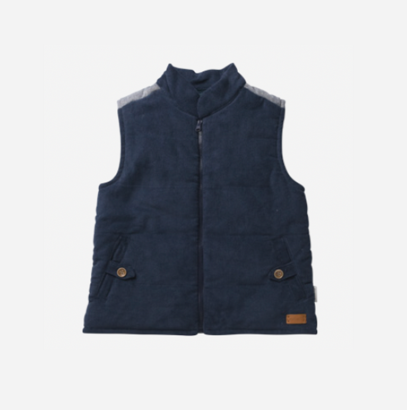 Love Henry | Boys Cooper Puffer Vest - Navy Corduroy