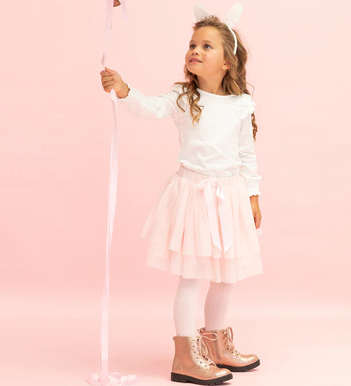 Designer Kidz | ROSALIE LACE FRILL L/S TOP - IVORY