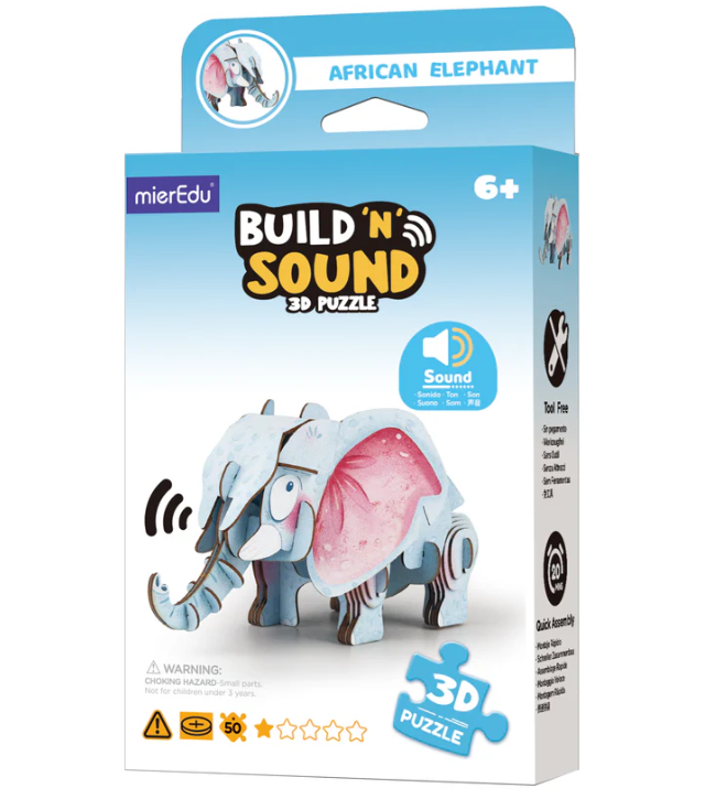 MierEdu | Build 'n' Sound 3D Puzzle African Elephant