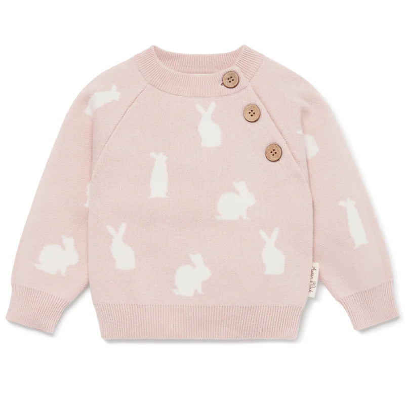 Aster & Oak | Mauve Bunny Knit Jumper RRP $84.99