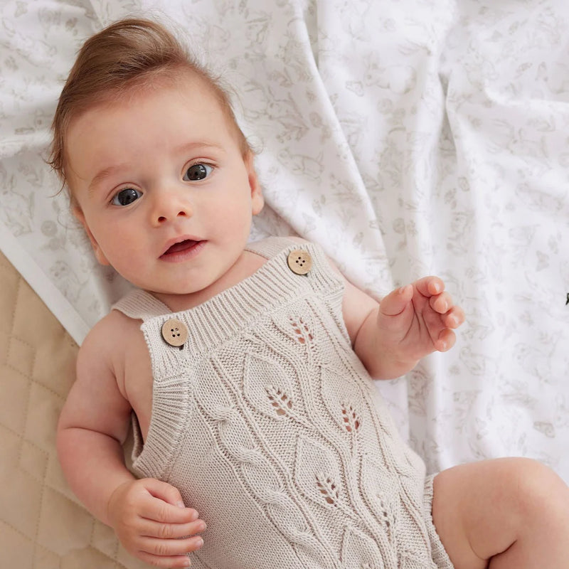 Aster & Oak Oatmeal Cable Knit Romper