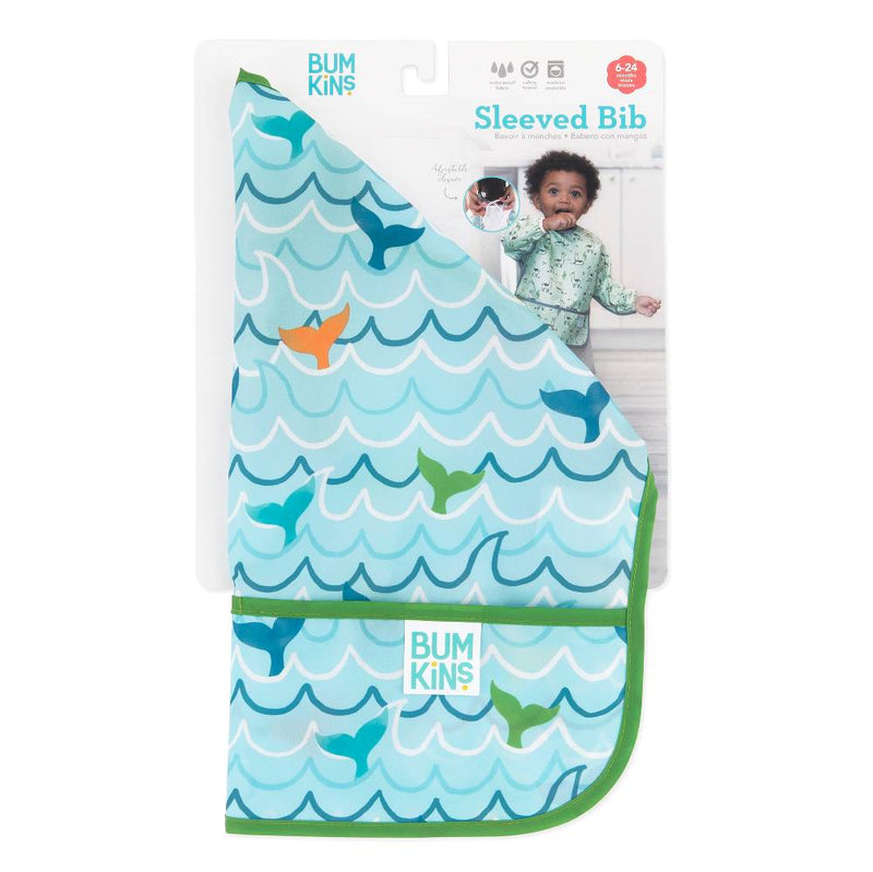 Bumkins Waterproof Sleeved Bib - Whale Tail