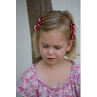 RED 2 BOWS STRIPES & SPOTS LG - CLIPS