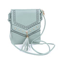 Studded Patterned Flap Crossbody Bag - Pale Green