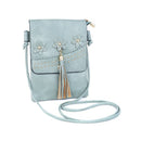 Studded Patterned Flap Crossbody Bag - Light Blue