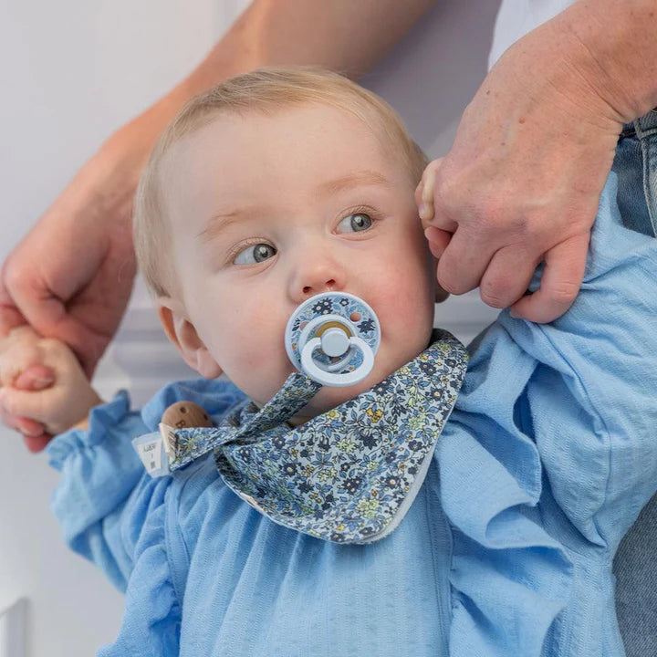 Bibs Pacifier | Liberty Colour 2pk Round-Natural Rubber- Chamomile Lawn Baby Blue