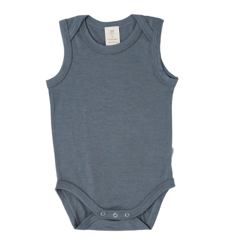 Babu | Merino Singlet Bodysuit - Denim Blue