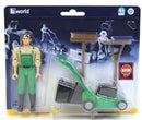 bruder world Gardener with lawn mower and equipment