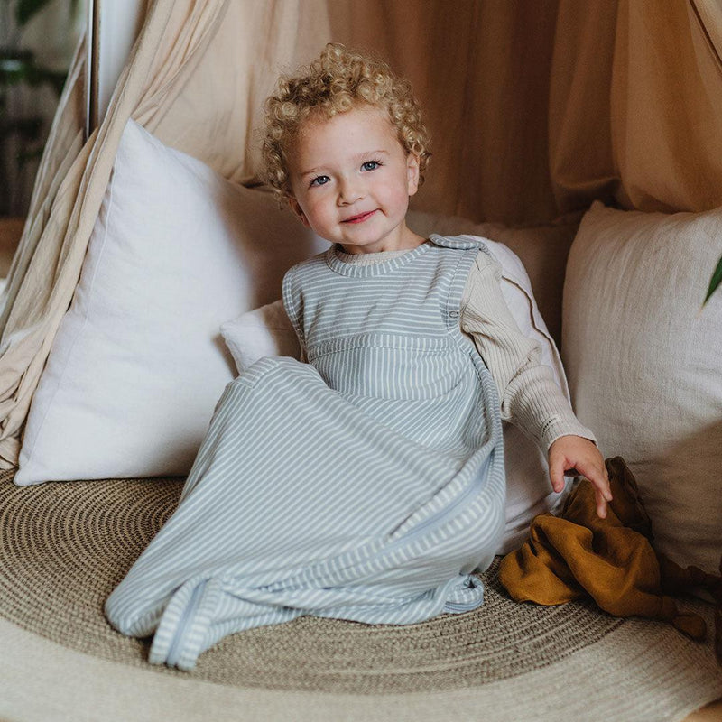 Merino Kids Go Go Sleeping Bag - Standard Weight - Turtle Dove Stripe 2-4yrs