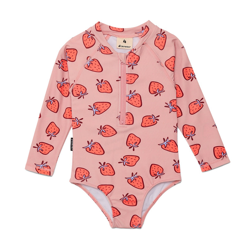 Crywolf | Long Sleeve Swimsuit-Strawberry Splash