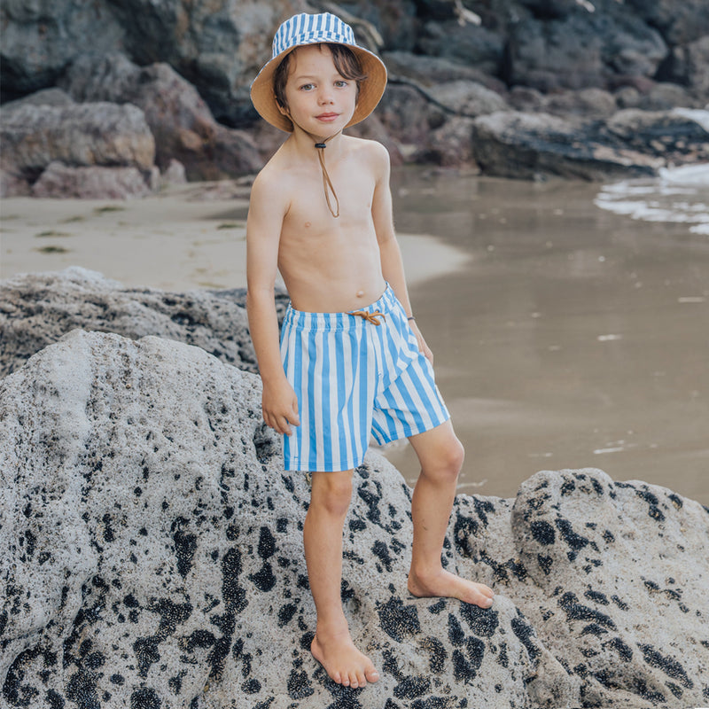 Crywolf | Reversible Bucket Hat-Deep Sea Stripe