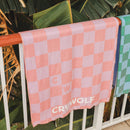 Crywolf | Rapid Dry Towel - Flamingo Check/Sea Green Check