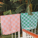Crywolf | Rapid Dry Towel - Flamingo Check/Sea Green Check