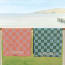 Crywolf | Rapid Dry Towel - Flamingo Check/Sea Green Check