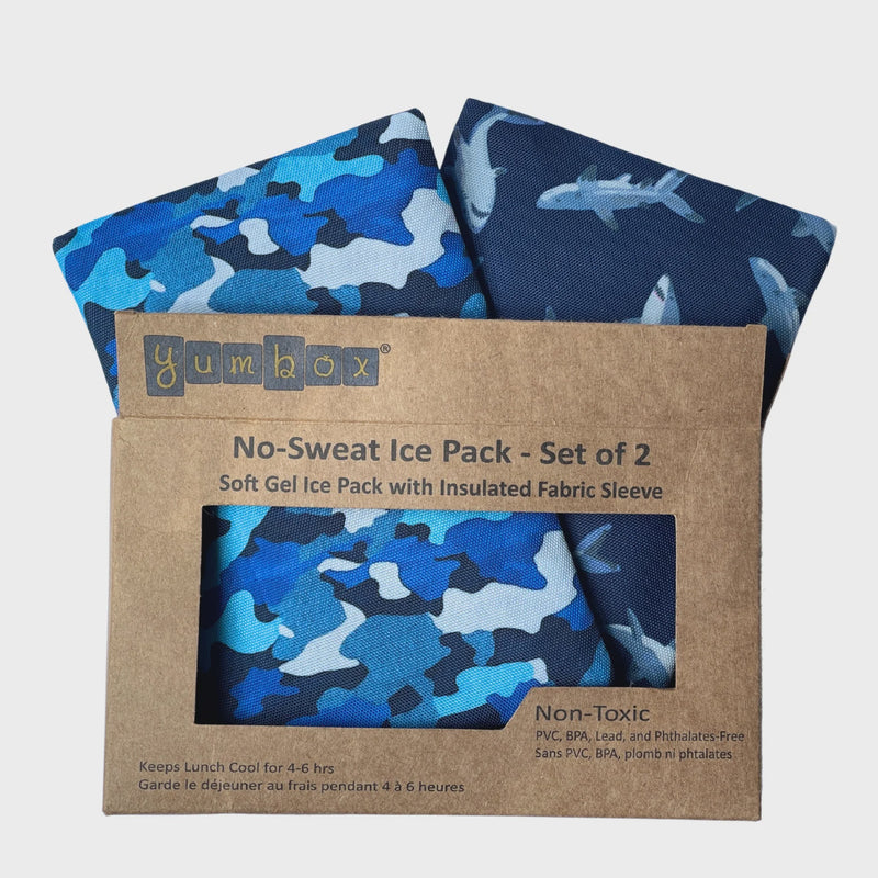 Gel Ice Packs in Fabric Sleeves 2-Pack - Sharks & Camouflage