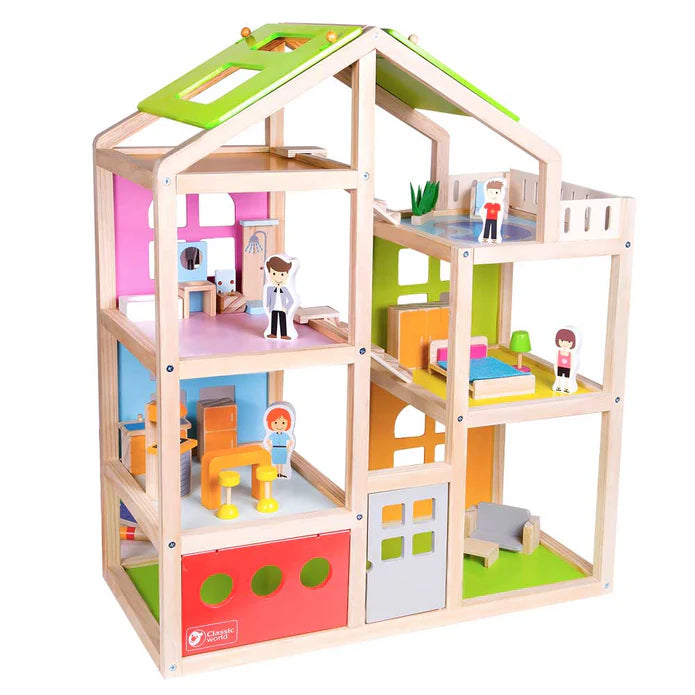 Classic World Wooden Doll Villa, 28pcs