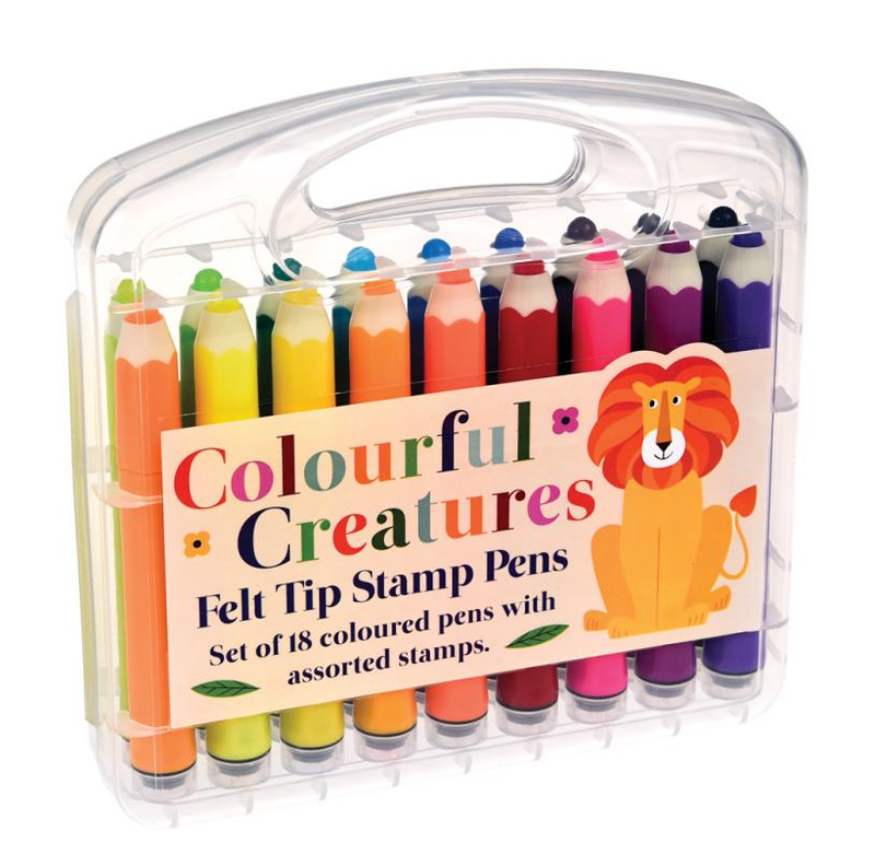 Rex London | Felt tip Stamp Pens (set of 18) - Colourful Creatures