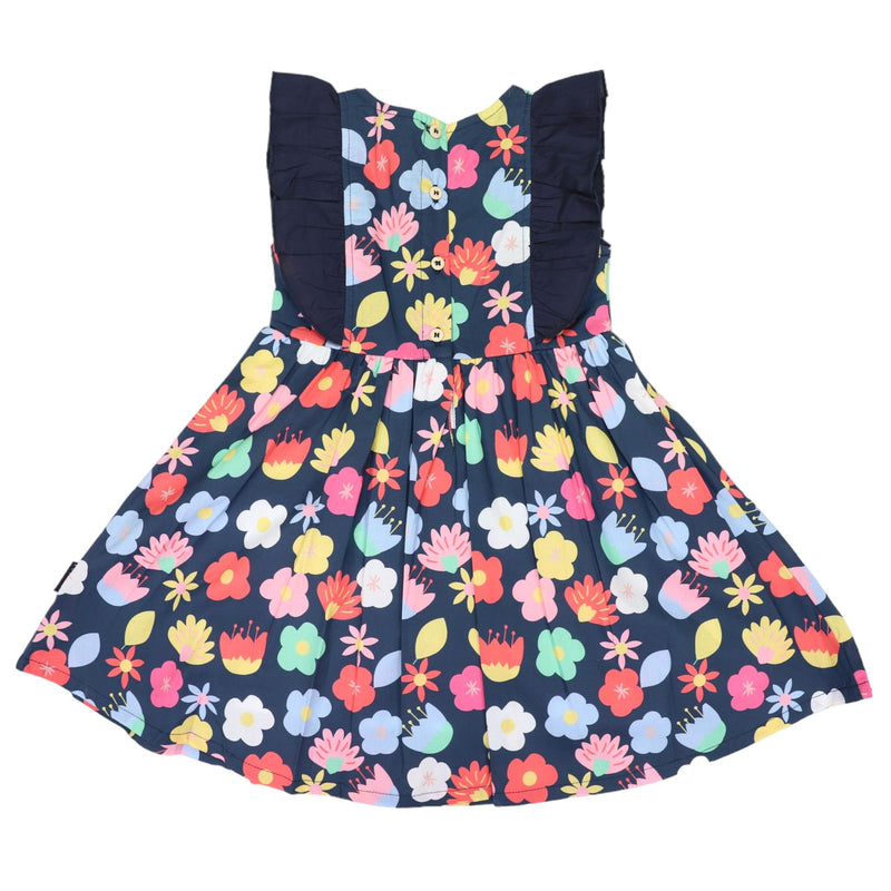 Korango | Poplin Flower Dress-Navy