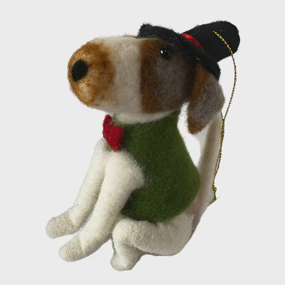 Christmas Felted Decoration - Dog with Top Hat