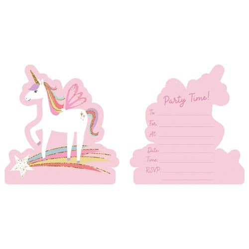 Unicorn Invitations & Envelopes (Pk 8)