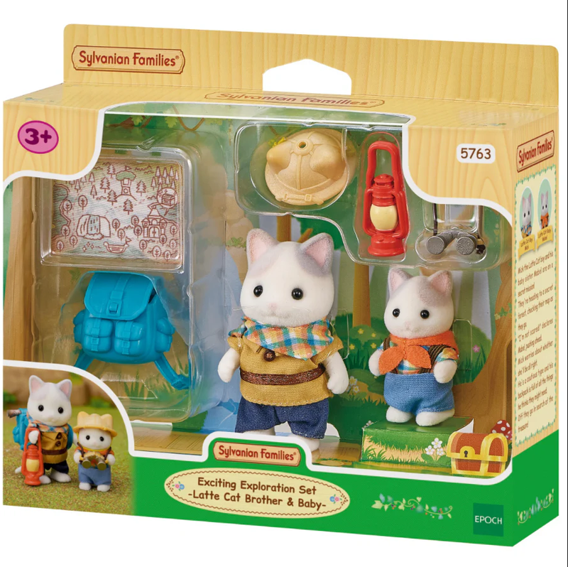 Sylvanian Families | Exciting Exploration Set - Latte Cat Brother & Baby