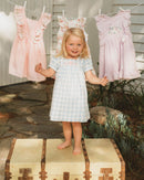 Bébé  | Bonnie Check  Embroidered Dress - Blue