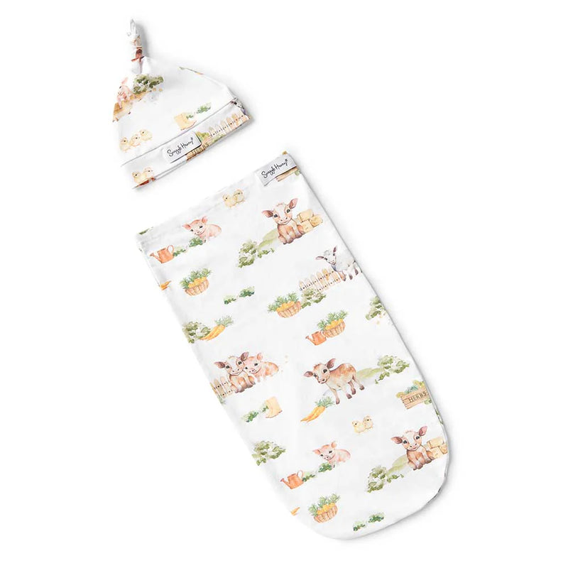 Snuggle Hunny | Snuggle Swaddle & Beanie Set - Farmyard