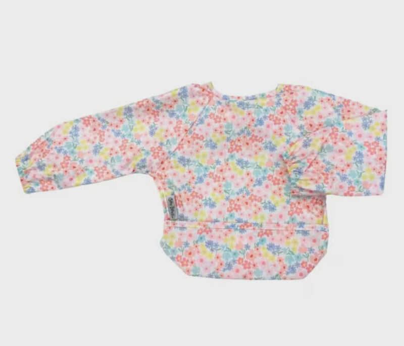 Silly Billyz |  Wipe Clean Nylon Small Long Sleeve Bib - Flower Field