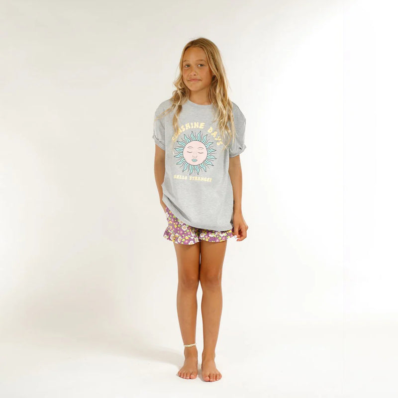 Hello Stranger | Girls Frill Shorts - Purple Floral